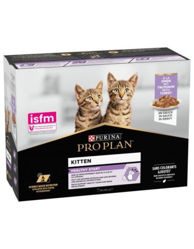 Pro Plan Healthy Start Junior Hrană umedă pentru pisici, cu curcan în sos 10 x 85 g