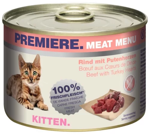 Premiere Meat Hrană pentru puii de pisică cu vită și curcan 200 g