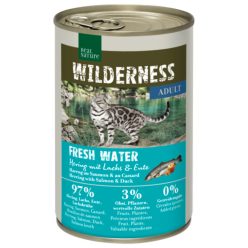   Real Nature Wilderness Hrană pentru pisici adulte, cu hering și somon 400g