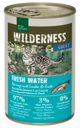 Real Nature Wilderness Hrană pentru pisici adulte, cu hering și somon 400g