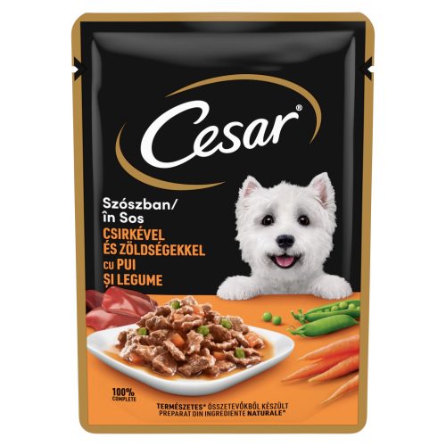 Cesar Hrană umedă pentru câini adulți, cu pui și legume gustoase în sos 100 g