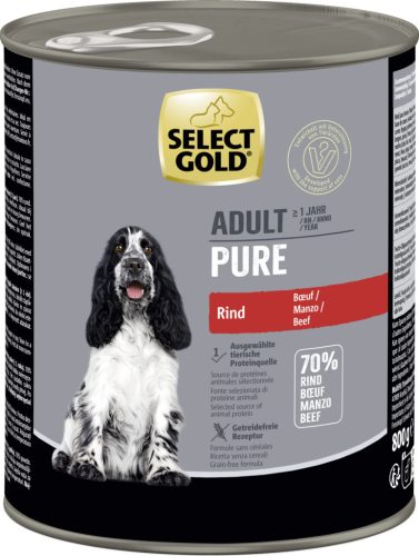 Select Gold Pure Hrană pentru câini adulți, cu carne de vită 800g