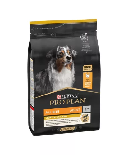 Pro Plan Light & Sterilised Hrană uscată pentru câini adulti, cu pui 3 kg