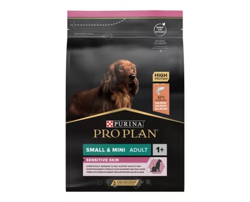 Pro Plan Sensitive Skin Hrană uscată pentru câini adulti de talie mică și foarte mică, cu somon 3kg
