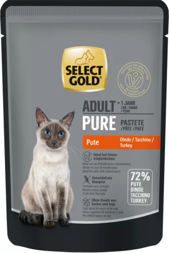 Select Gold Pure Hrană umedă pentru pisici adulte cu curcan 85 g