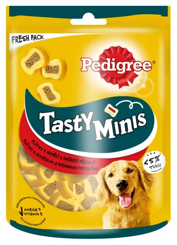 Pedigree Tasty Minis Recompense pentru câini adulți, cu vită 155 g