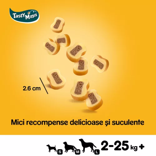 Pedigree Tasty Minis Recompense pentru câini adulți, cu vită 155 g