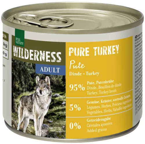 Real Nature Wilderness Hrană umedă pentru câini adulți, cu curcan 200 g