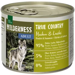   Real Nature Wilderness Hrană umedă pentru câini adulți, cu pui și somon 200 g