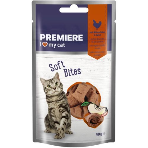 Premiere Soft Bites Recompense pentru pisici cu ficat de pui și măr 40 g