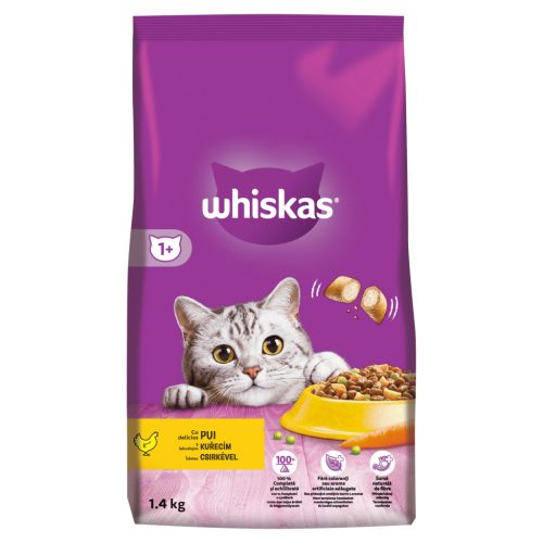 Whiskas hrană uscată cu pui pentru pisici adulte 1,4 kg