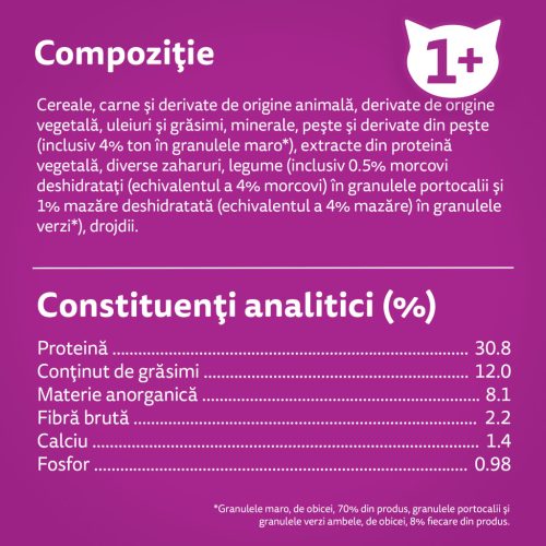 Whiskas hrană uscată cu ton pentru pisici adulte 1,4 kg