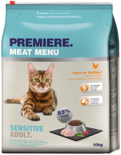 Premiere Hrană pentru pisici adulte sensibile cu pasăre și miel 10 kg