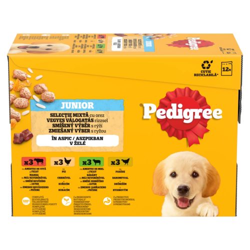 Pedigree Junior Hrană umedă căței, selecție mixtă în aspic 12 x 100 g