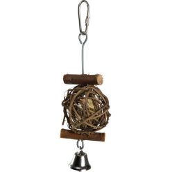   AniOne Cadru de cățărat pentru păsări, minge din lemn cu clopoțel, 5 cm 