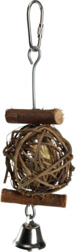 AniOne Cadru de cățărat pentru păsări, minge din lemn cu clopoțel, 5 cm 