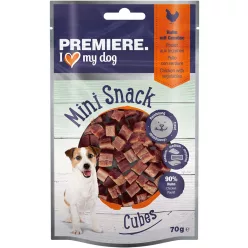  Premiere Mini Cubes Recompense pentru câini cu pui, morcov și spanac 70 g
