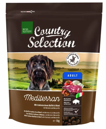 Real Nature Country Selection Hrană uscată pentru câini adulți, bizon și vită 1 kg