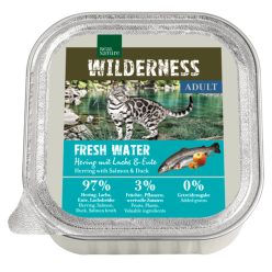   Real Nature Wilderness Fresh Water Hrană pentru pisici adulte, cu hering și somon 100g