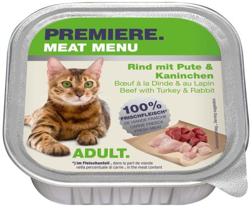Premiere Meat Menu Hrană pentru pisici cu vită curcan și iepure 100 g