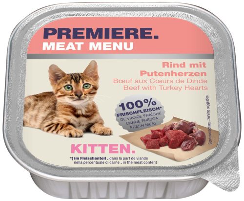 Premiere Meat Menu Hrană pentru puii de pisică cu vită și curcan 100 g