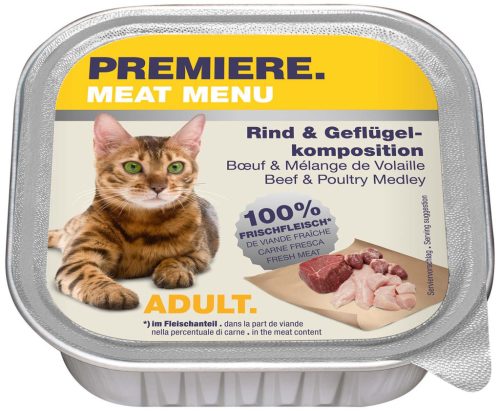 Premiere Meat Menu Hrană pentru pisici cu vită și pasăre 100 g