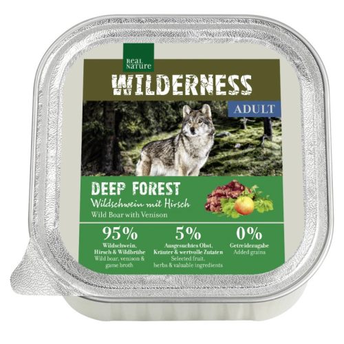 Real Nature Wilderness Hrană umedă pentru câini adulți, cu mistreț și căprioară 100 g