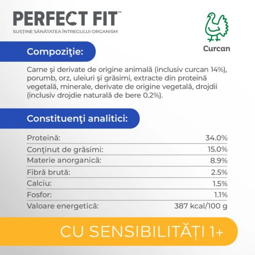 Perfect Fit hrană uscată de curcan pentru pisici sensibile adulte 750 g