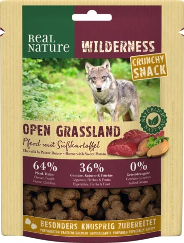 Real Nature Wilderness Recompensă pentru câini, cu carne de cal și cartofi dulci 225g