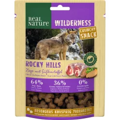   Real Nature Wilderness Rocky Hills Recompense pentru câini, cu capră și cartofi dulci 225g