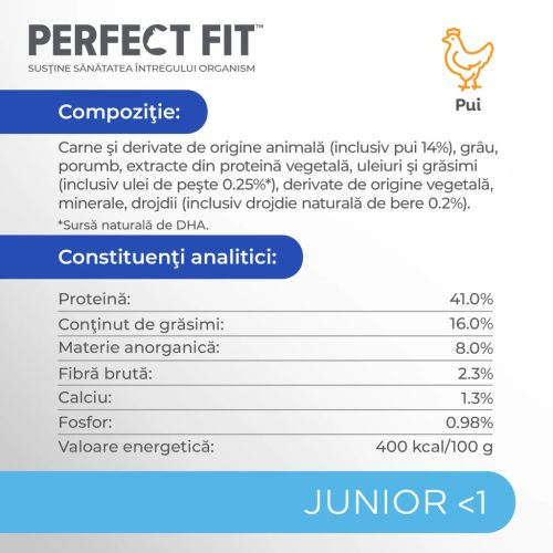 Perfect Fit Junior hrană uscată cu pui pentru pisici junioare 750 g