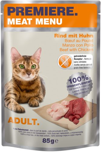 Premiere Meat Menu Hrană pentru pisici cu vită și pui 85 g