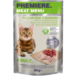   Premiere Meat Menu Hrană pentru pisici cu vită curcan și iepure 85 g