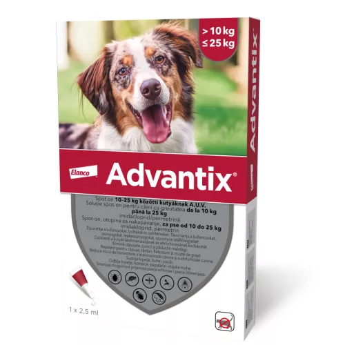 Advantix Spot-On Soluție antiparazitară pentru câini de talie medie 10-25 kg, 1 x 2.5 ml