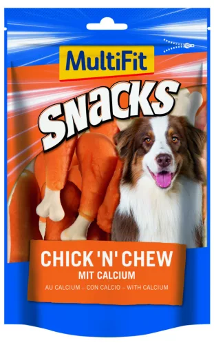 MultiFit Snacks Chick'n Chew Recompensă pentru câini, bogată în calciu 100g