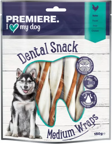 Premiere Dental Wrapped Recompense pentru câini, cu pui 5 bucăți, M