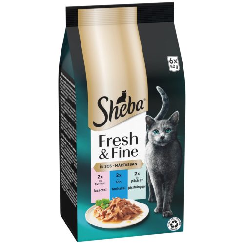 Sheba® Fresh & Fine Hrană umedă pisici adulte, pește în sos, Plic 6 x 50g