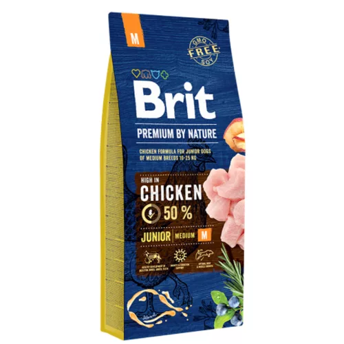 Brit Premium by Nature Hrană uscată pentru câini juniori de talie medie, cu pui 3 kg