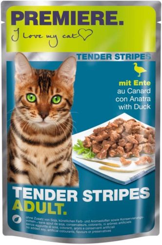 Premiere Tender Stripes Hrană pentru pisici adulte cu rață 85 g