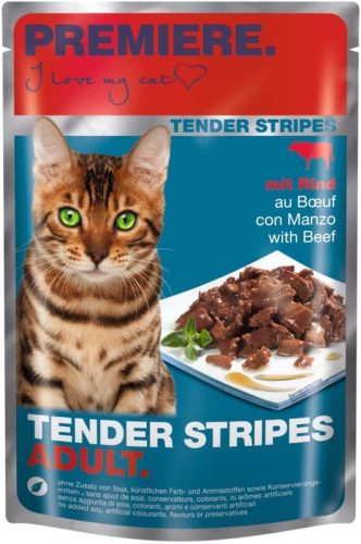 Premiere Tender Stripes Hrană pentru pisici adulte cu vită 85 g
