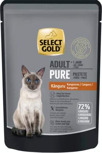 Select Gold Pure Hrană umedă pentru pisici adulte cu cangur 85 g