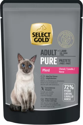 Select Gold Pure Hrană umedă pentru pisici adulte cu cal 85 g
