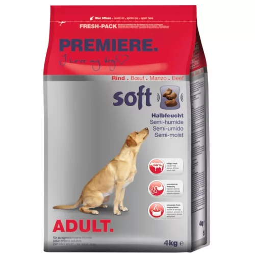 Premiere Soft Hrană pentru câini adulți cu vită 4 kg