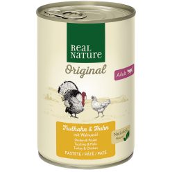   Real Nature Original Hrană pentru pisici adulte, cu curcan și pui 400g