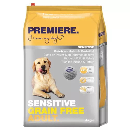 Premiere Sensitive Grain Free Hrană pentru câini adulți cu pui și cartofi 4 kg
