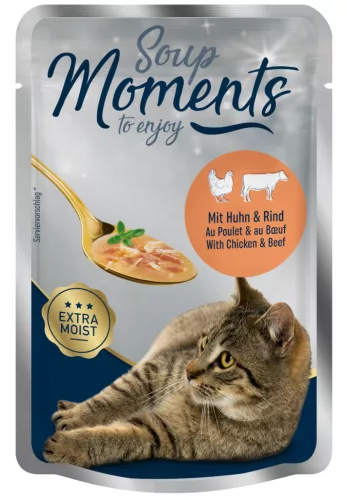 Moments Soup Hrană umedă pentru pisici adulte cu pui și vită 40 g