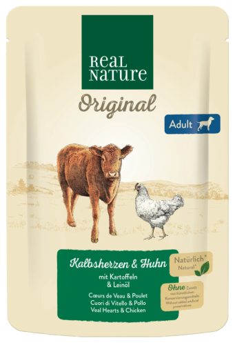 Real Nature Hrană umedă pentru câini adulți cu vițel și pui 300 g