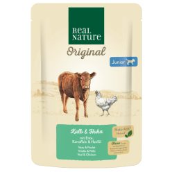   Real Nature Hrană umedă pentru câini juniori cu vițel, pui și rață 300 g