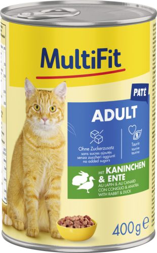 MultiFit Paté pentru pisici adulte, cu iepure și rață 400g