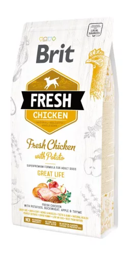 Brit Fresh Great Life Hrană uscată pentru câini adulți, cu pui și cartofi 2,5 kg